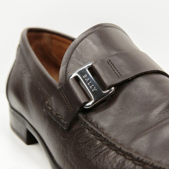 BALLY Colbar Leather Loafers Made In Switzerland Brown Mens Sz 8.5 - Picture 4 of 10